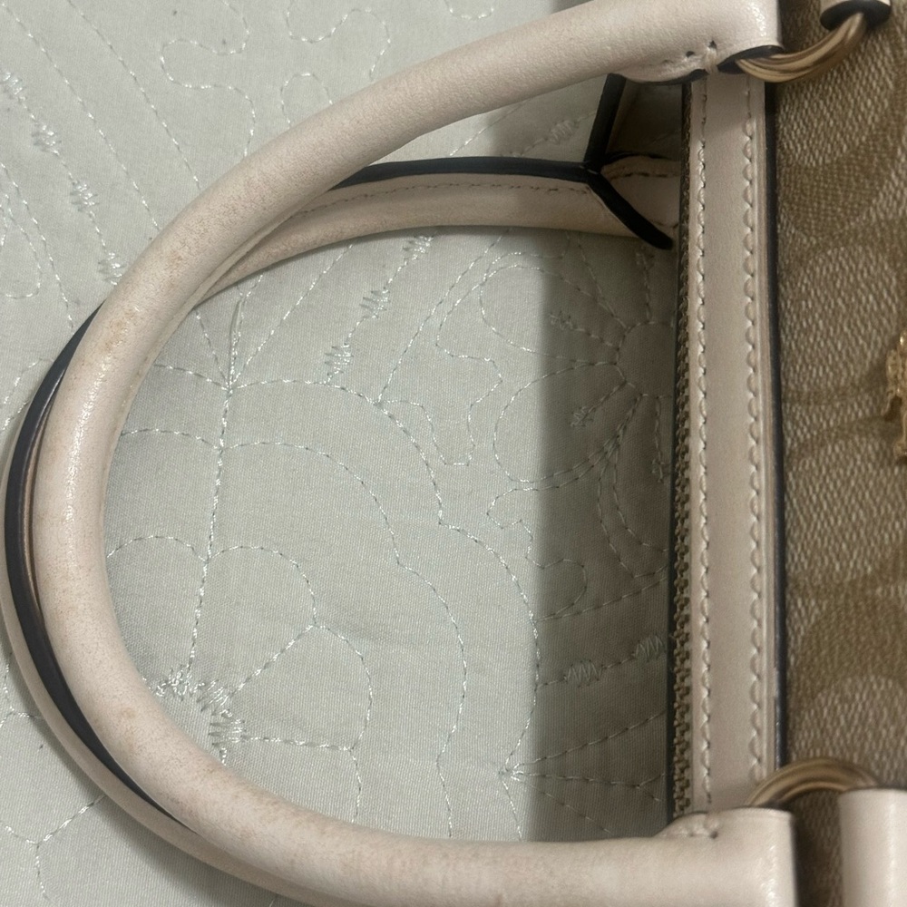 Coach Beige and Chalk Signature Canvas Satchel - Picture 8 of 13